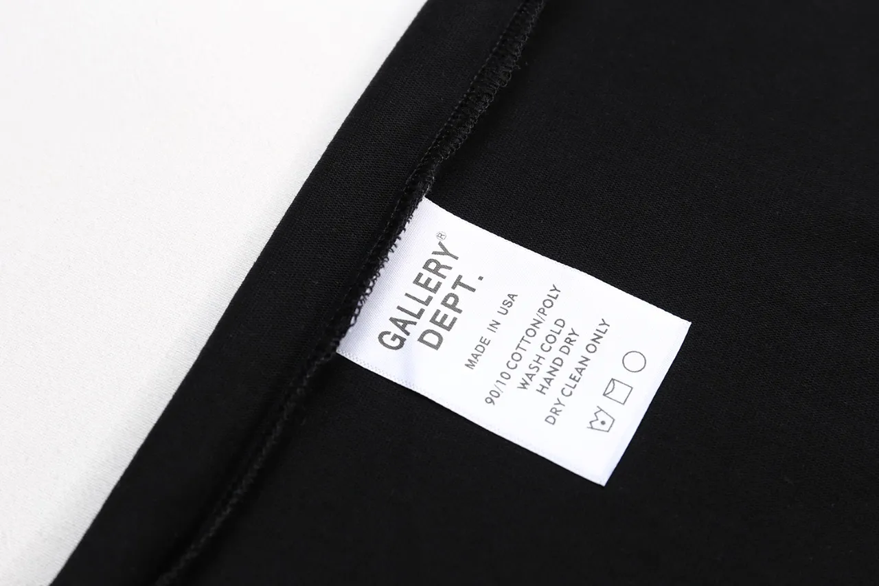 p116 649#Gallery Dept New classic basic style letter LOGO basic slogan Polo short-sleeved T-shirt double yarn pure cotton short Tee black navy blue S～XL